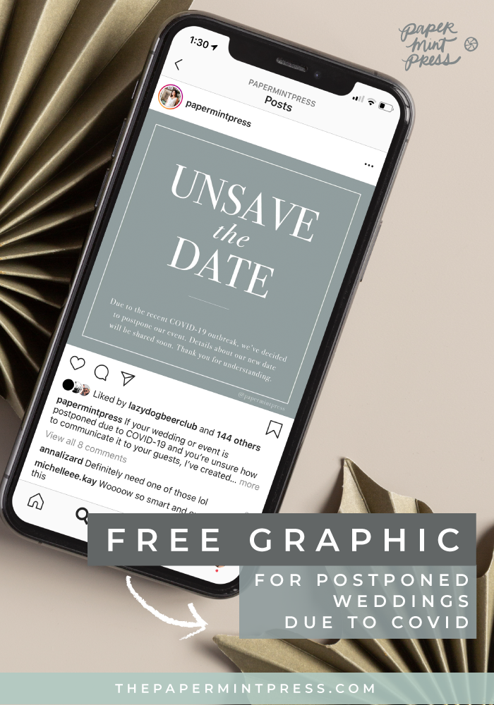 Free Unsave The Date Graphic for Postponed Weddings due to COVID-19